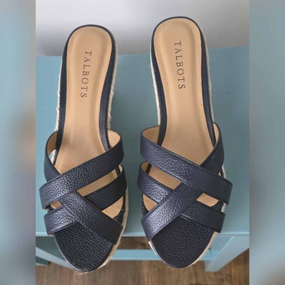 Talbots Women's Navy Espadrille Slides